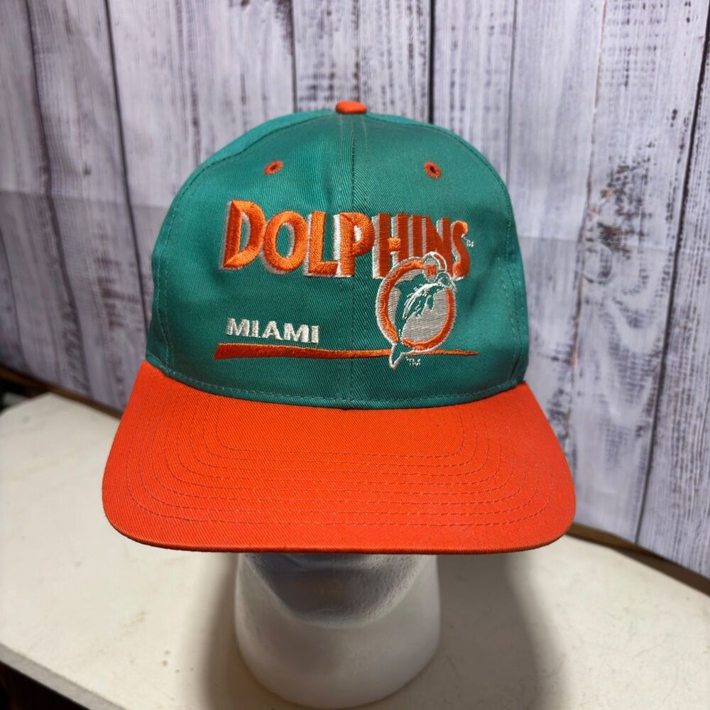 Vintage Miami Dolphins NFL Sports Eastport Snapback Football Hat Cap Orange